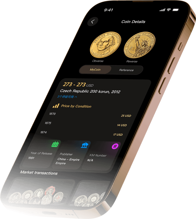 ScanMyCoin app interface showing coin details