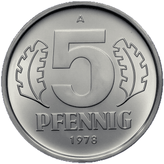 Germany - GDR Germany - GDR 5 pfennig, 1976-1990 coin 2