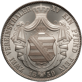Saxony Saxony 2 vereinsthaler, 1857-1859 coin 2