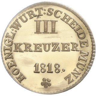 Württemberg Württemberg 3 kreuzer, 1818 coin 2