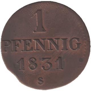 Saxony Saxony 1 pfennig, 1831-1833 coin 2