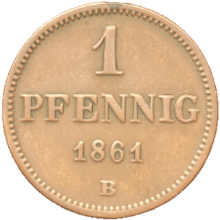 Saxony Saxony 1 pfennig, 1861 coin 2