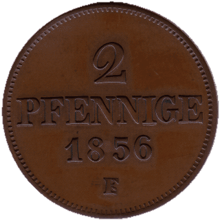 Saxony Saxony 2 pfennig, 1855-1859 coin 2