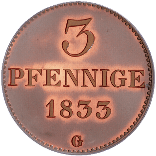 Saxony Saxony 3 pfennig, 1825-1833 coin 2