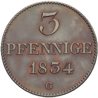 Saxony Saxony 3 pfennig, 1834 coin 2