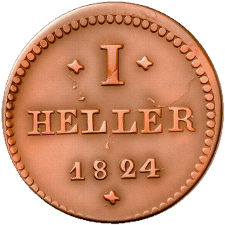 Hessen-Darmstadt Hessen-Darmstadt 1 heller, 1821-1824 coin 2