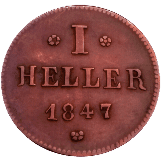Hessen-Darmstadt Hessen-Darmstadt 1 heller, 1847 coin 2