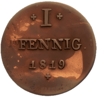 Hessen-Darmstadt Hessen-Darmstadt 1 pfennig, 1819 coin 2