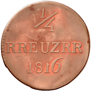 Hessen-Darmstadt Hessen-Darmstadt ¼ kreuzer, 1809-1817 coin 2