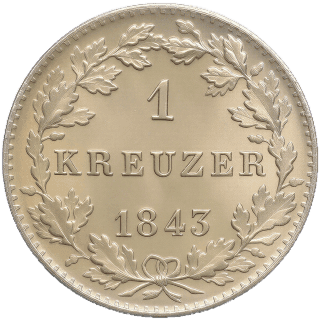 Hessen-Darmstadt Hessen-Darmstadt 1 kreuzer, 1843-1847 coin 2