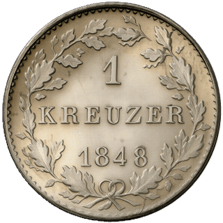 Hessen-Darmstadt Hessen-Darmstadt 1 kreuzer, 1848-1856 coin 2