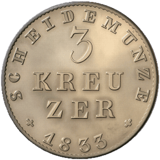 Hessen-Darmstadt Hessen-Darmstadt 3 kreuzer, 1833-1836 coin 2
