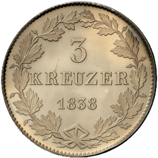 Hessen-Darmstadt Hessen-Darmstadt 3 kreuzer, 1838-1842 coin 2