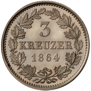 Hessen-Darmstadt Hessen-Darmstadt 3 kreuzer, 1864-1867 coin 2