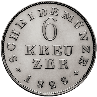 Hessen-Darmstadt Hessen-Darmstadt 6 kreuzer, 1821-1828 coin 2