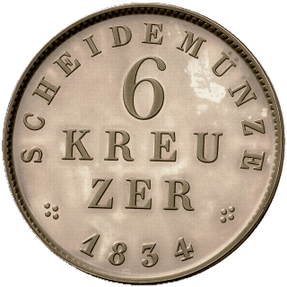 Hessen-Darmstadt Hessen-Darmstadt 6 kreuzer, 1833-1837 coin 2