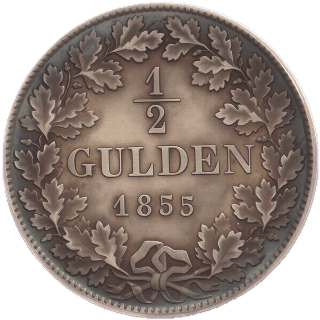 Hessen-Darmstadt Hessen-Darmstadt ½ gulden, 1855 coin 2