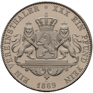 Hessen-Darmstadt Hessen-Darmstadt 1 vereinsthaler, 1857-1871 coin 2