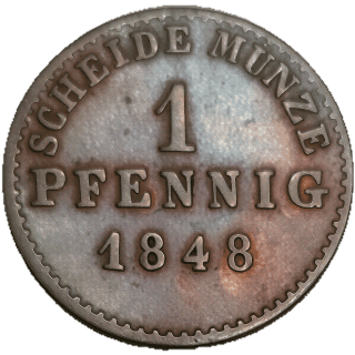 Oldenburg-Birkenfeld Oldenburg-Birkenfeld 1 pfennig, 1848 coin 2