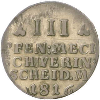 Mecklenburg-Schwerin Mecklenburg-Schwerin 1 dreiling, 1816-1819 coin 2