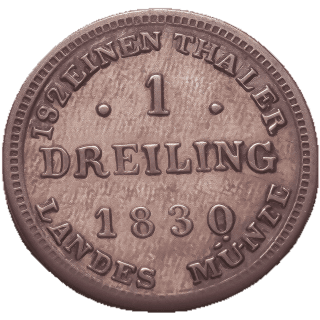 Mecklenburg-Schwerin Mecklenburg-Schwerin 1 dreiling, 1828-1830 coin 2