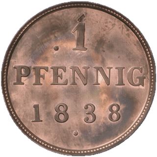 Mecklenburg-Strelitz Mecklenburg-Strelitz 1 pfennig, 1838 coin 2
