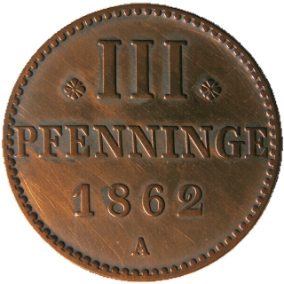 Mecklenburg-Strelitz Mecklenburg-Strelitz 3 pfennig, 1862-1864 coin 2