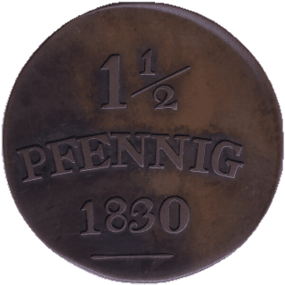 Saxe-Weimar-Eisenach Saxe-Weimar-Eisenach 1½ pfennig, 1830 coin 2