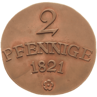Saxe-Weimar-Eisenach Saxe-Weimar-Eisenach 2 pfennig, 1821-1826 coin 2