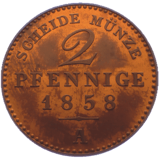 Saxe-Weimar-Eisenach Saxe-Weimar-Eisenach 2 pfennig, 1858-1865 coin 2