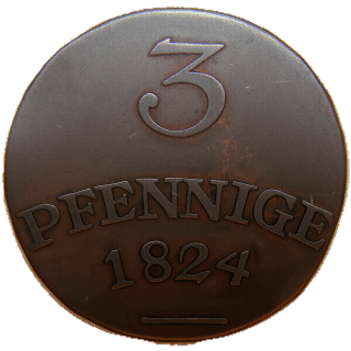 Saxe-Weimar-Eisenach Saxe-Weimar-Eisenach 3 pfennig, 1824 coin 2