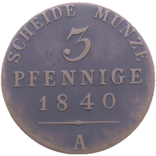 Saxe-Weimar-Eisenach Saxe-Weimar-Eisenach 3 pfennig, 1840 coin 2