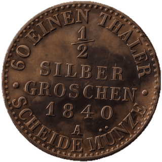 Saxe-Weimar-Eisenach Saxe-Weimar-Eisenach ½ silbergroschen, 1840 coin 2