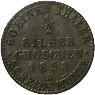 Saxe-Weimar-Eisenach Saxe-Weimar-Eisenach ½ silbergroschen, 1858 coin 2